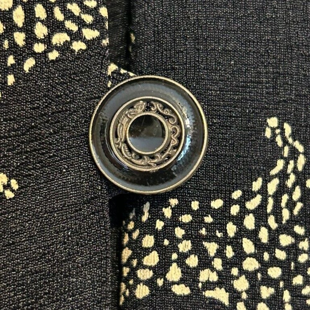 Cache Black Animal Print Long 7-Buttons Down Long… - image 7